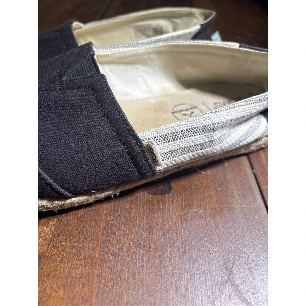 Toms Alpargata Espadrille Black/ Striped Flats‎ Shoes Womens Size 9
